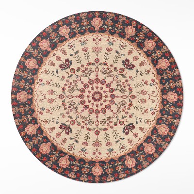 Rond pvc tapijt Mandala Perzische stijl vintage bloemenmotief