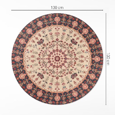 Rond pvc tapijt Mandala Perzische stijl vintage bloemenmotief