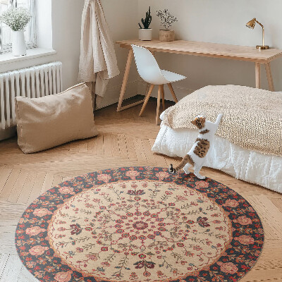 Rond pvc tapijt Mandala Perzische stijl vintage bloemenmotief