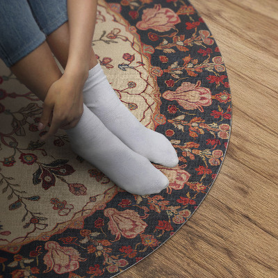 Rond pvc tapijt Mandala Perzische stijl vintage bloemenmotief