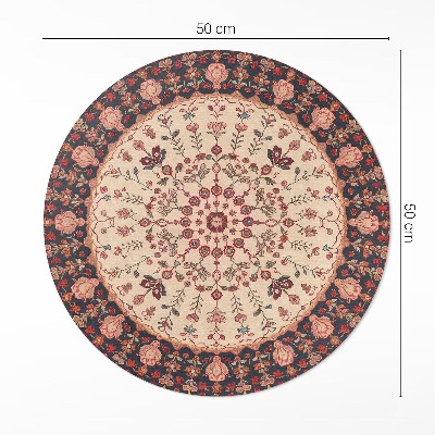 Rond pvc tapijt Mandala Perzische stijl vintage bloemenmotief