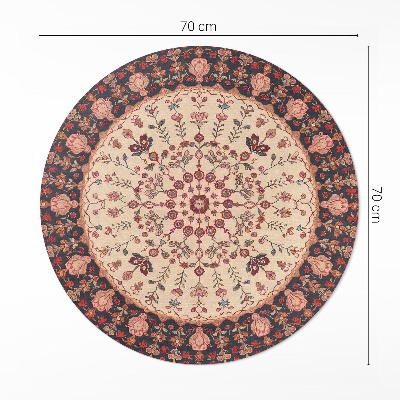 Rond pvc tapijt Mandala Perzische stijl vintage bloemenmotief