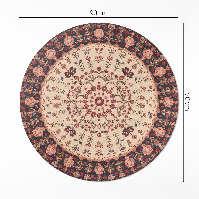 Rond pvc tapijt Mandala Perzische stijl vintage bloemenmotief