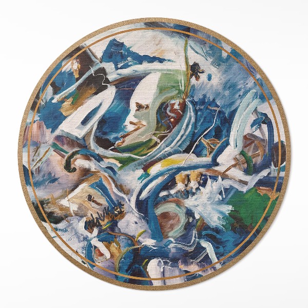 Vinyl vloerkleed rond Schilderachtige abstractie, expressie, verfvlekken