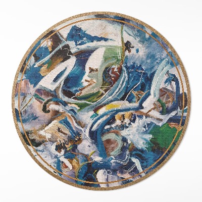 Vinyl vloerkleed rond Schilderachtige abstractie, expressie, verfvlekken