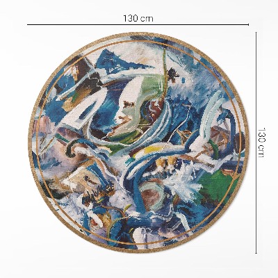 Vinyl vloerkleed rond Schilderachtige abstractie, expressie, verfvlekken