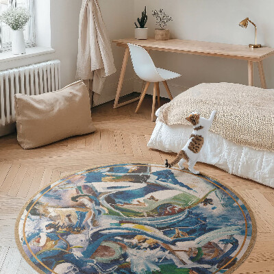 Vinyl vloerkleed rond Schilderachtige abstractie, expressie, verfvlekken