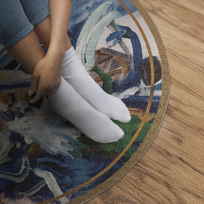 Vinyl vloerkleed rond Schilderachtige abstractie, expressie, verfvlekken