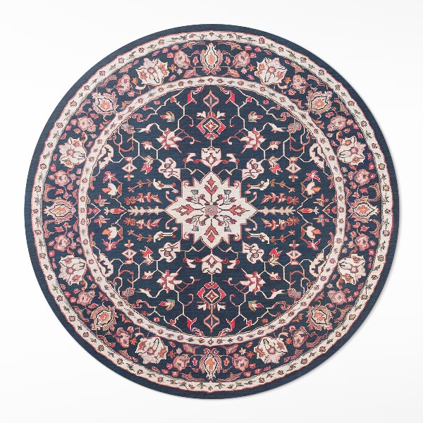 Rond pvc tapijt Donker decoratief vintage Turks patroon