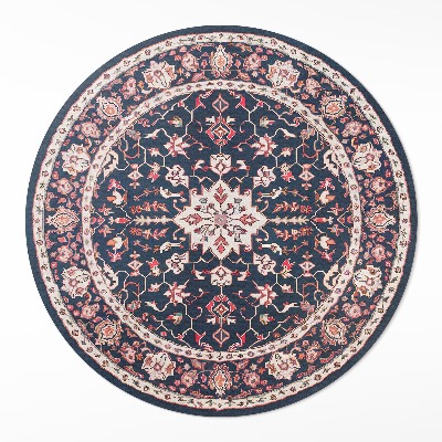 Rond pvc tapijt Donker decoratief vintage Turks patroon