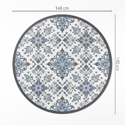 Pvc mat rond Decoratieve ornamenten, vintage plantenmotieven