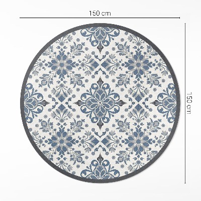 Pvc mat rond Decoratieve ornamenten, vintage plantenmotieven