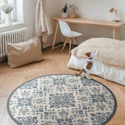 Pvc mat rond Decoratieve ornamenten, vintage plantenmotieven