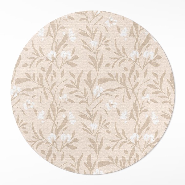 Pvc mat rond Een subtiel patroon van delicate boho-bladeren en bloemen