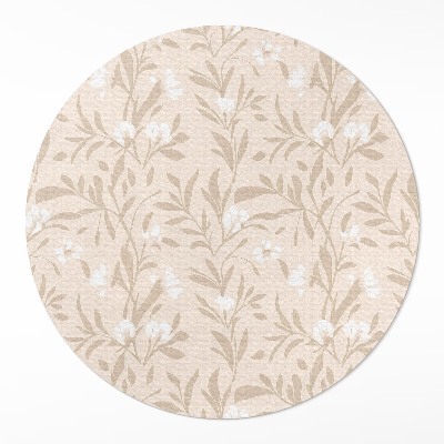 Pvc mat rond Een subtiel patroon van delicate boho-bladeren en bloemen