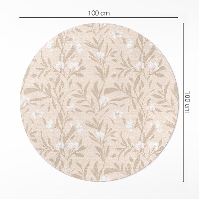 Pvc mat rond Een subtiel patroon van delicate boho-bladeren en bloemen