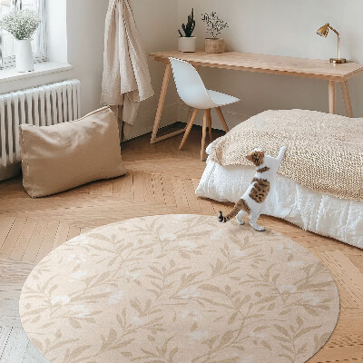 Pvc mat rond Een subtiel patroon van delicate boho-bladeren en bloemen