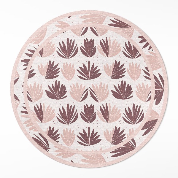 Rond pvc tapijt Boho sierpatroon van pastelkleurige planten en bloemen