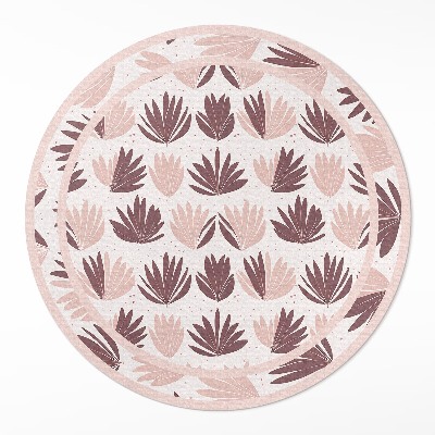 Rond pvc tapijt Boho sierpatroon van pastelkleurige planten en bloemen