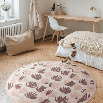 Rond pvc tapijt Boho sierpatroon van pastelkleurige planten en bloemen