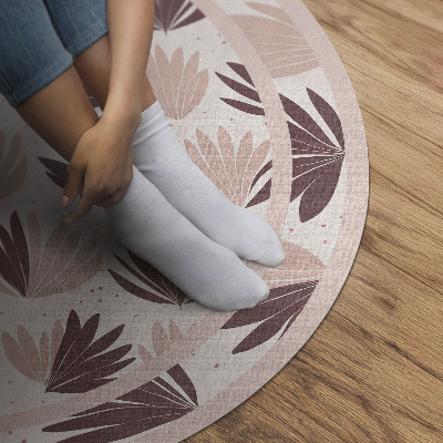 Rond pvc tapijt Boho sierpatroon van pastelkleurige planten en bloemen