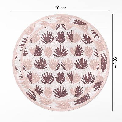 Rond pvc tapijt Boho sierpatroon van pastelkleurige planten en bloemen