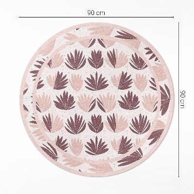 Rond pvc tapijt Boho sierpatroon van pastelkleurige planten en bloemen