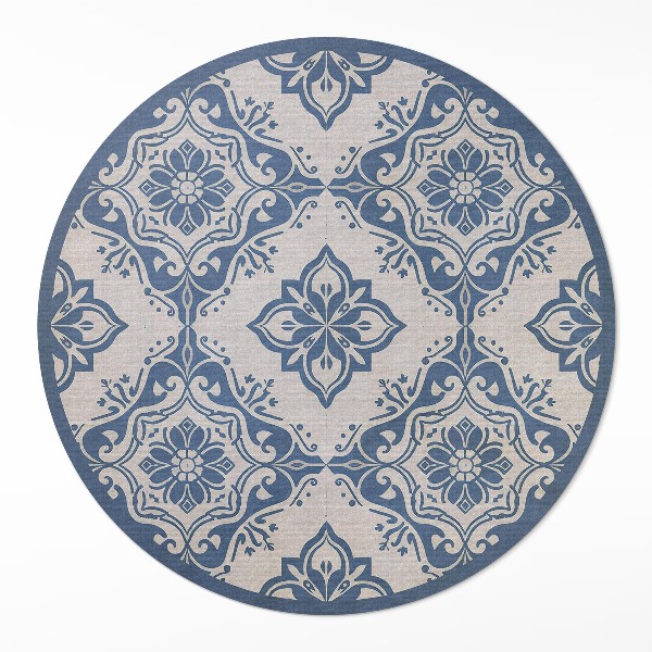 Pvc mat rond Portugese tegels met een delicaat vintage patroon