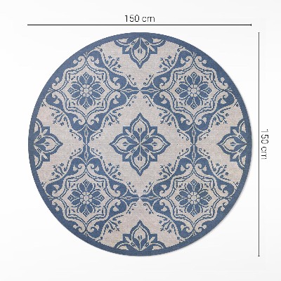 Pvc mat rond Portugese tegels met een delicaat vintage patroon