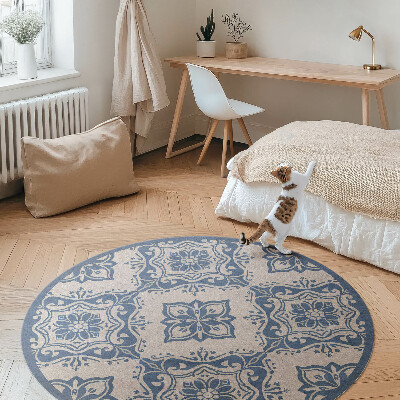 Pvc mat rond Portugese tegels met een delicaat vintage patroon