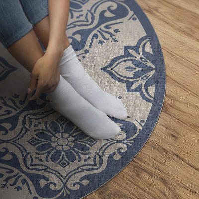 Pvc mat rond Portugese tegels met een delicaat vintage patroon