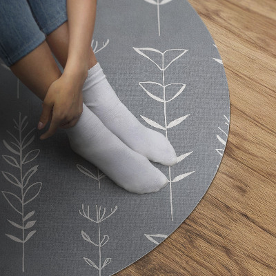 Vinyl vloerkleed rond Subtiele minimalistische boho-planten