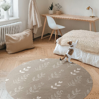 Pvc mat rond Subtiele boho-bladeren en twijgjes