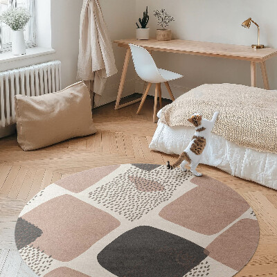 Vinyl vloerkleed rond abstracte compositie van vlekken, boho-stijl