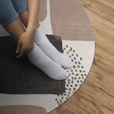 Vinyl vloerkleed rond abstracte compositie van vlekken, boho-stijl