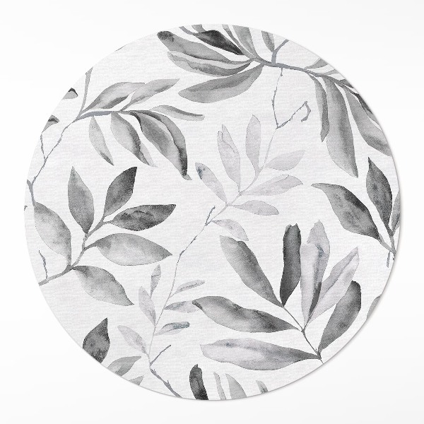 Rond pvc tapijt Aquarel monochromatische delicate bladeren
