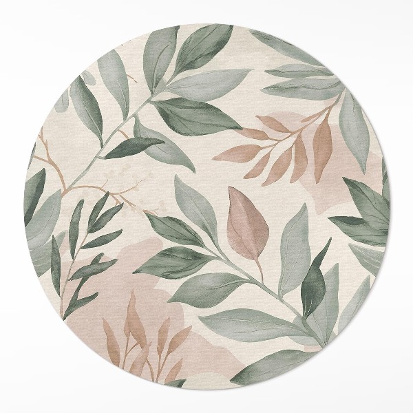 Vinyl vloerkleed rond Aquarel delicate boho takjes en bladeren