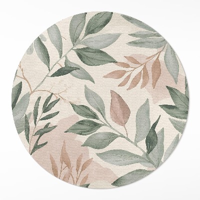 Vinyl vloerkleed rond Aquarel delicate boho takjes en bladeren