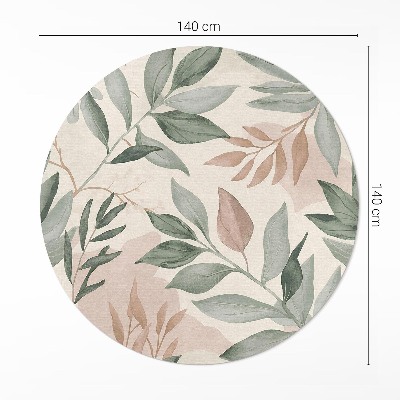 Vinyl vloerkleed rond Aquarel delicate boho takjes en bladeren