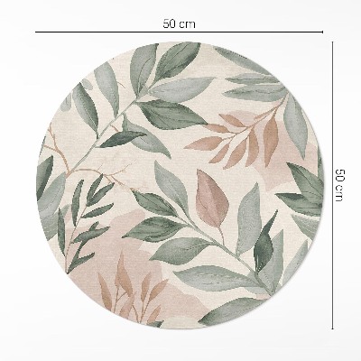 Vinyl vloerkleed rond Aquarel delicate boho takjes en bladeren
