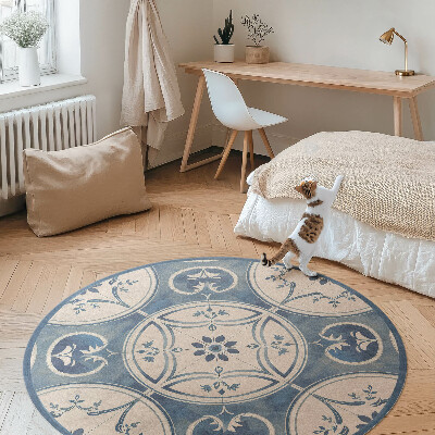 Pvc mat rond decoratieve tegels met vintage ornamenten