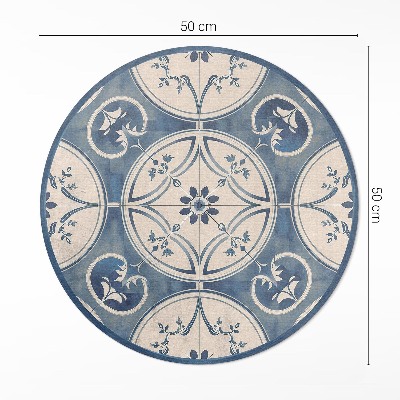 Pvc mat rond decoratieve tegels met vintage ornamenten