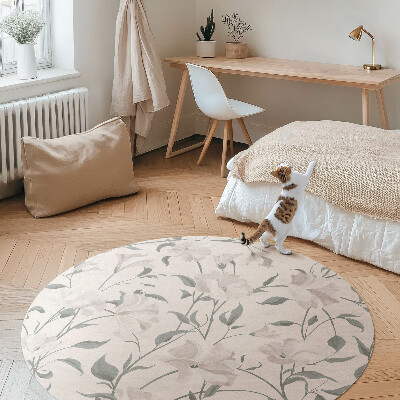 Rond pvc tapijt Subtiele, mooie bloemen en planten in boho-stijl