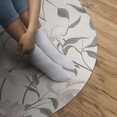 Rond pvc tapijt Subtiele, mooie bloemen en planten in boho-stijl