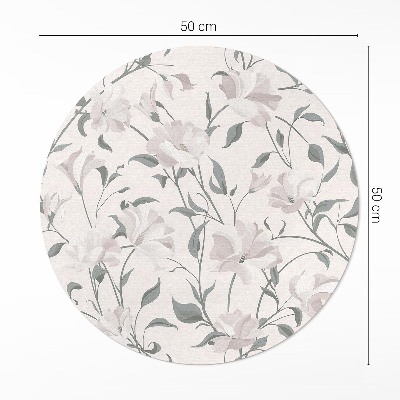 Rond pvc tapijt Subtiele, mooie bloemen en planten in boho-stijl