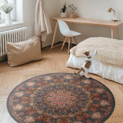 Vinyl vloerkleed rond Oosters decoratiepatroon met plantenmotief