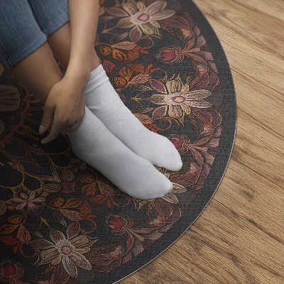 Vinyl vloerkleed rond Oosters decoratiepatroon met plantenmotief