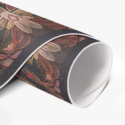 Vinyl vloerkleed rond Oosters decoratiepatroon met plantenmotief