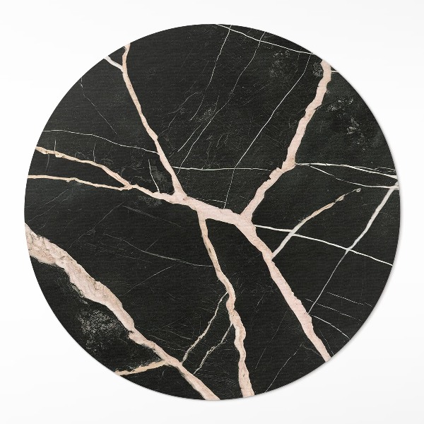 Rond pvc tapijt Donker gebarsten marmer glamour contrast