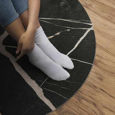 Rond pvc tapijt Donker gebarsten marmer glamour contrast